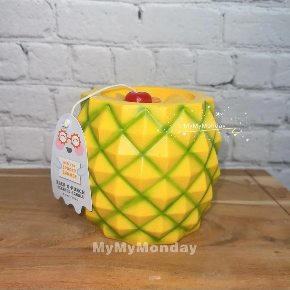 Halloween Pineapple Pumpkin Jack o Lantern Candle Summerween - Picture 3 of 4